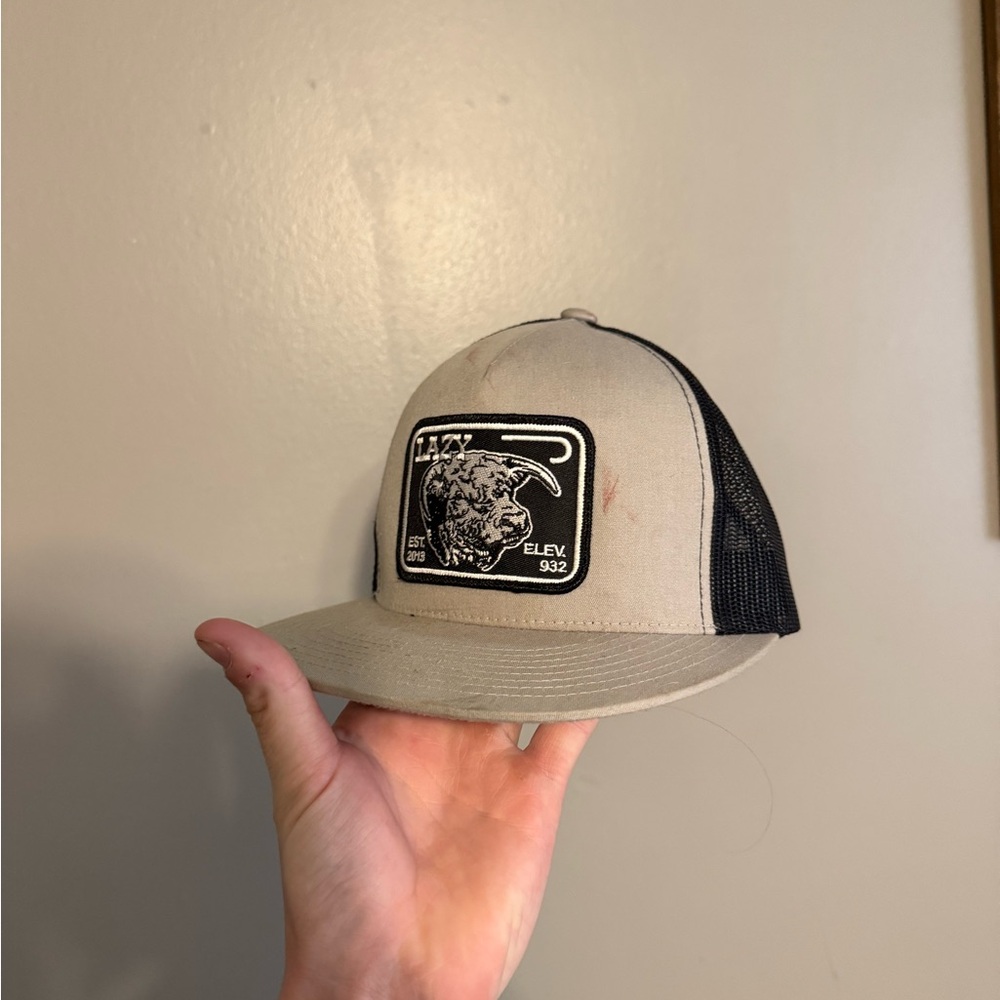 Lazy J Grey and Black Trucker Hat